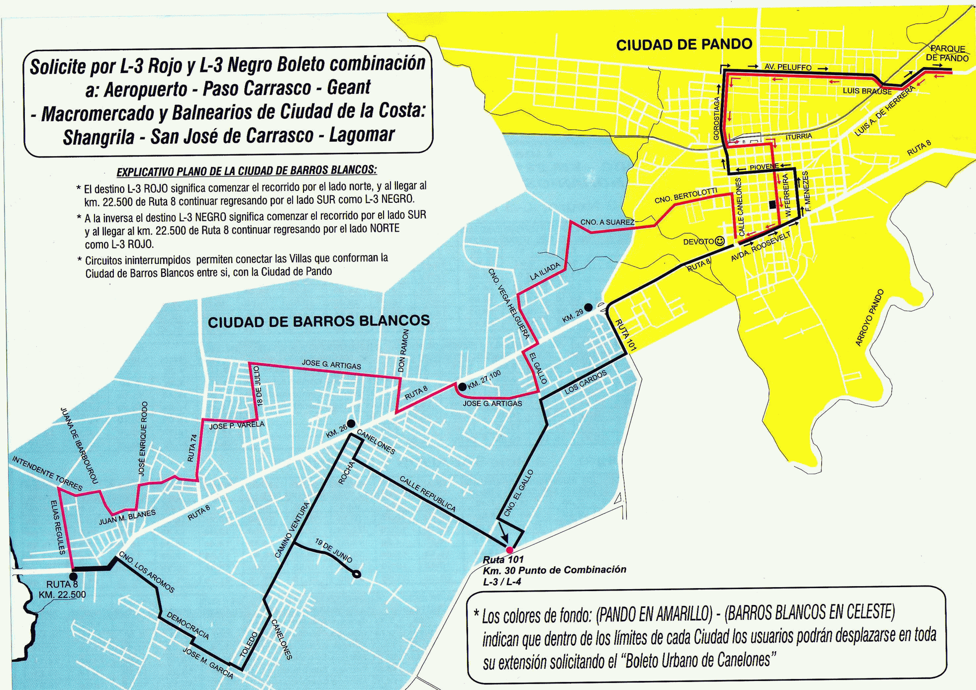 Explicativo plano de la ciudad de Pando / Barros Blancos